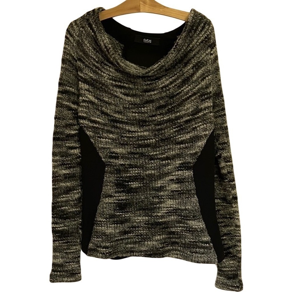 Cut25 by Yigal‎ Azrouel Womens Black Gray Marled Cowl Neck Wool Blend Sweater 6